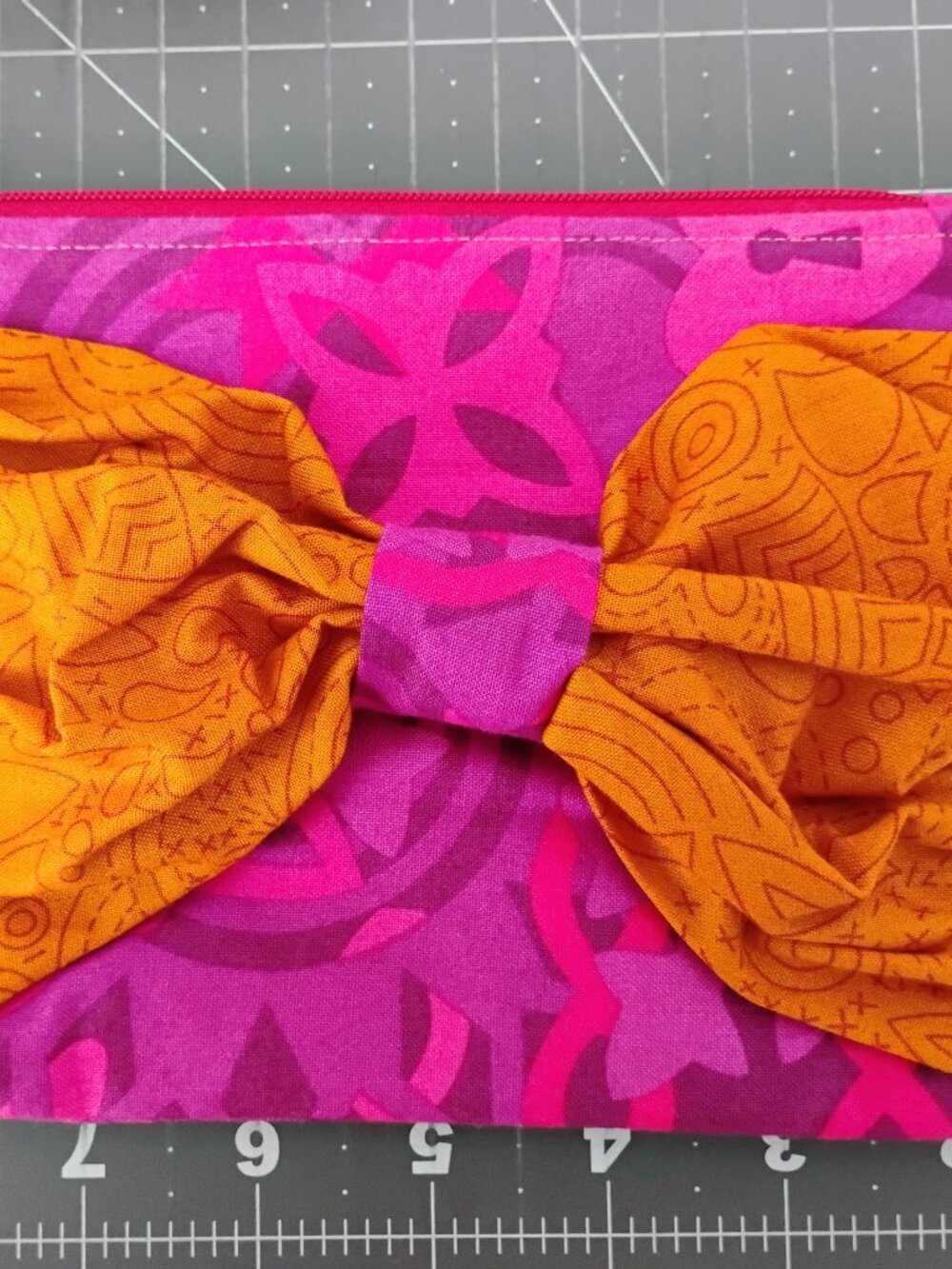 Handmade- Bow Clutch- zipper pouch